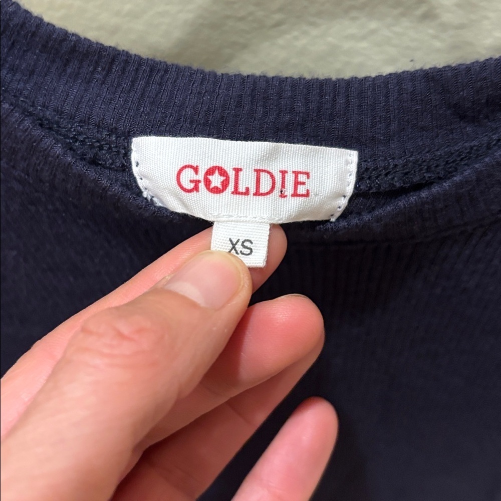 Goldie Navy Ruffle Sleeve Tee - Picture 5 of 10
